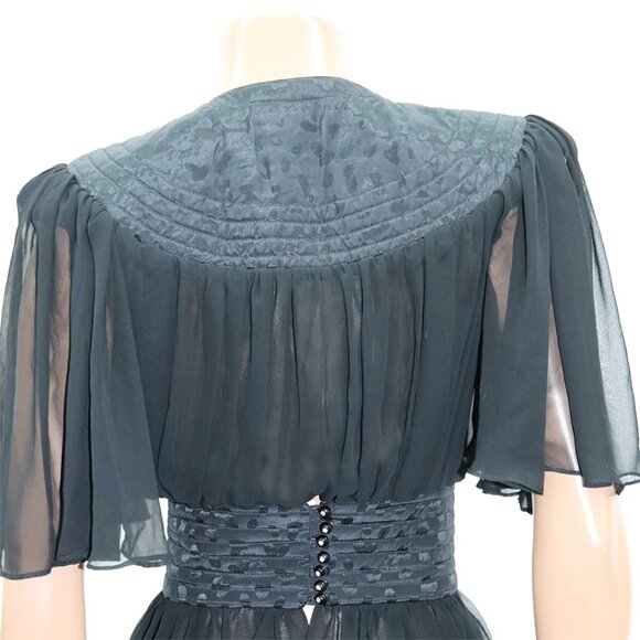 Vintage Marc Allan Feminine Sheer Peplum Blouse S - Picture 5 of 5